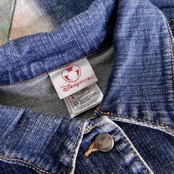 Vintage DISNEY STORE Jean Denim Tinkerbell Tink Jean Jacket Rhinestone Large - Picture 10 of 13